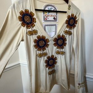 Joystick hand stitched blouse, size S